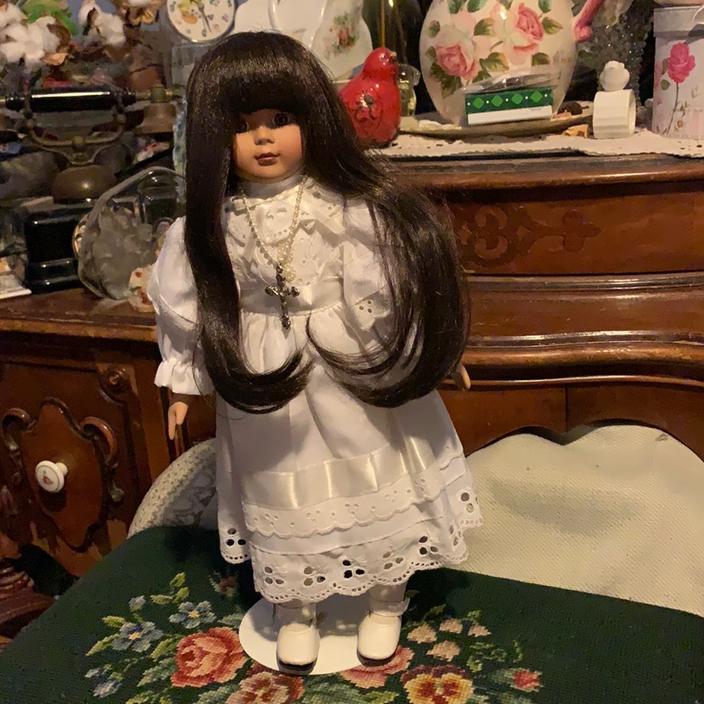 NWOT First Communion Doll and stand